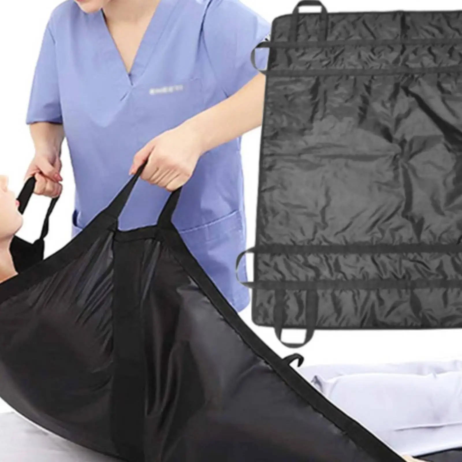 Patient Transfer Belt Bedridden Elderly Turning Assist Device with Easy Grip Handles Caregiver Support Lifting Sheet Oxford