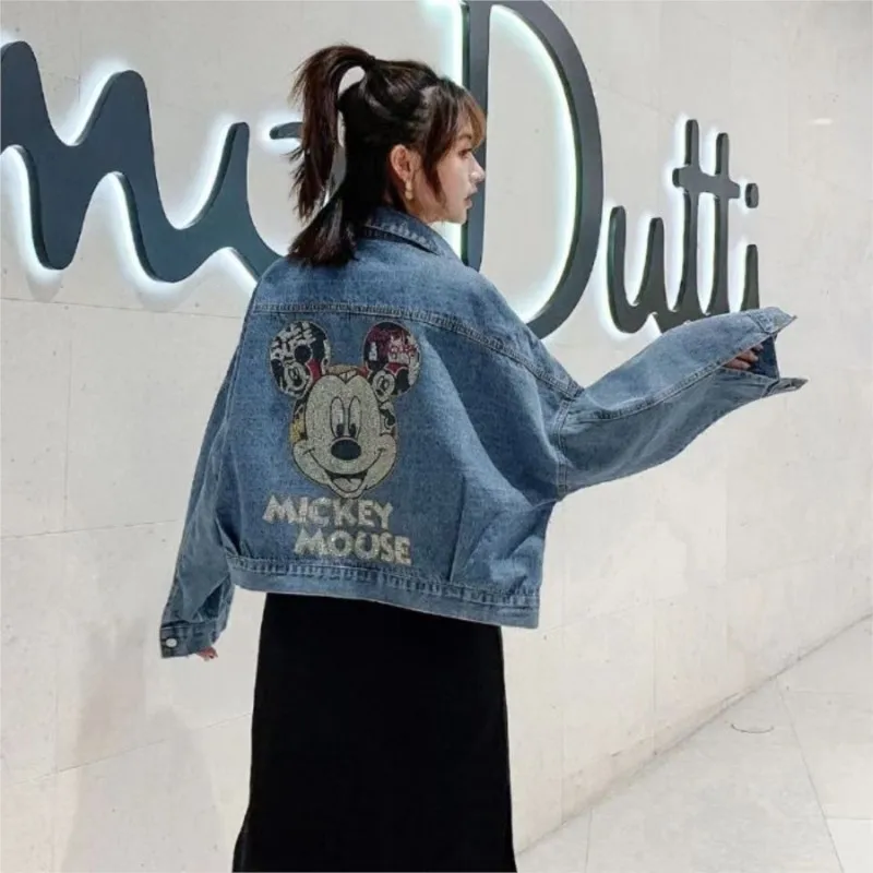 New outerwear Female Top Fashion Jackets Autumn Cotton Loose Casual Cartoon Mickey Print Women\'s Denim Jacket popular