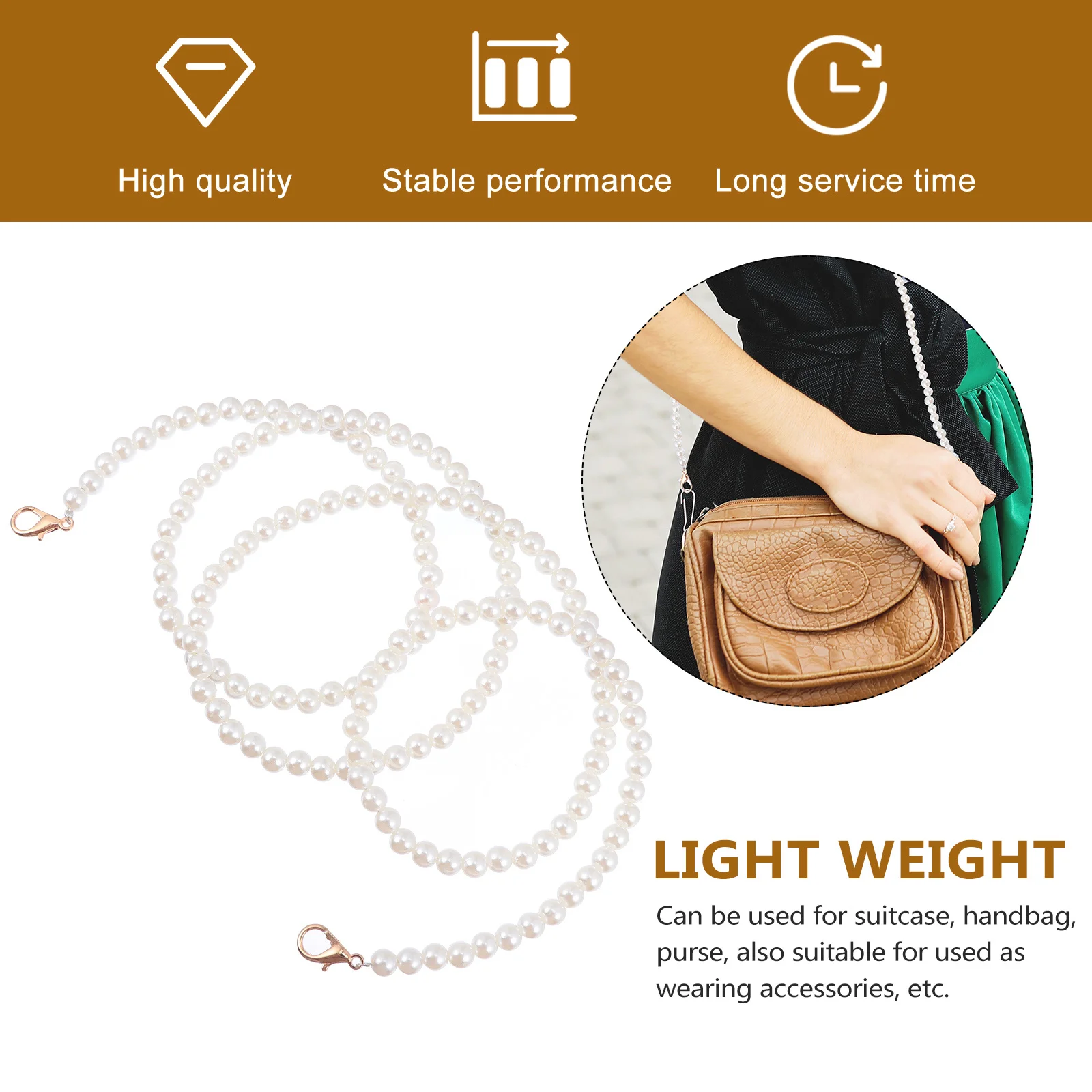 

2pcs Pearl Bag Chain Replacement For Cross Body Shoulder Purse Handbag Strap Diy Chain Buckle Accessories Bag Supply