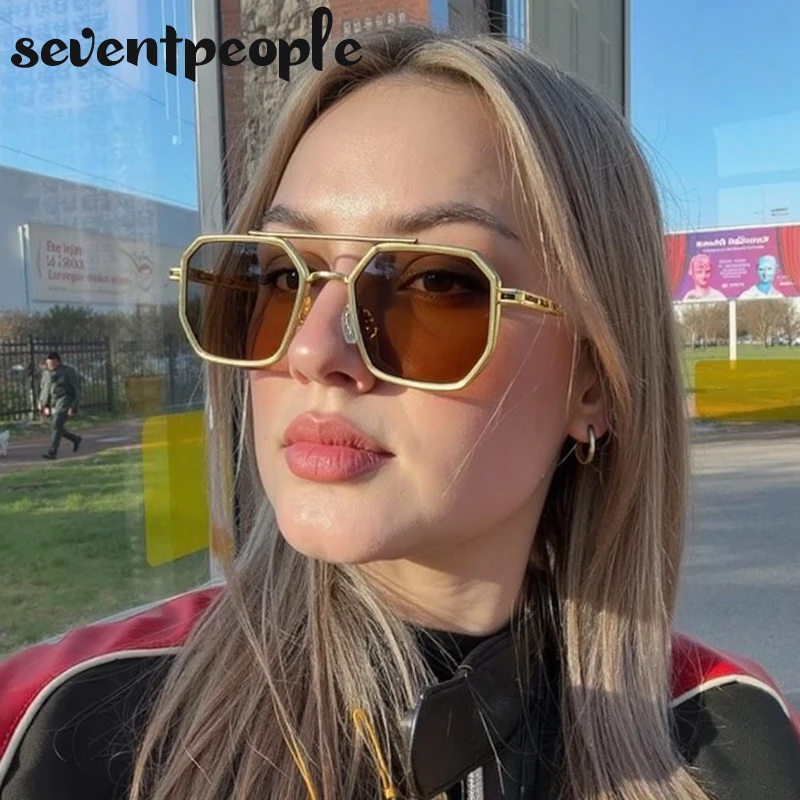 

Steampunk Polygon Sunglasses Women 2025 Luxury Vintage Punk Metal Frame Eyewear Classic Trendy Driving UV400 Shades For Male