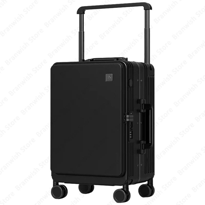 Front Laptop Pocket Suitcase Wide Trolley Suitcase Luggage With Spinners Travelling Trolley Case With Cup Holder 26Inch 28Inch