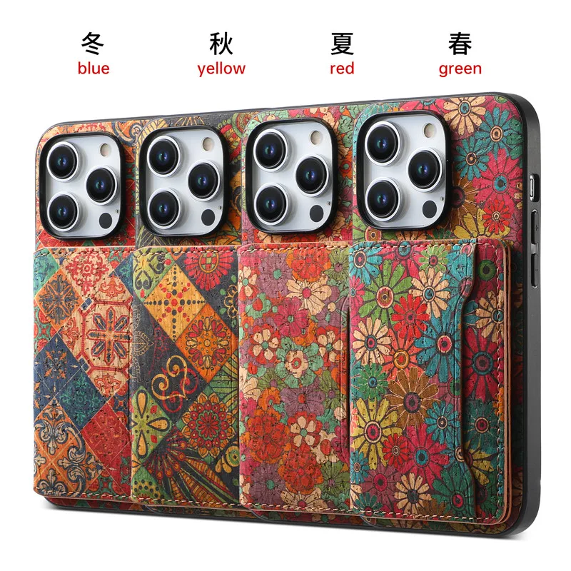 Luxury Flower Figure Card Holder Wallet Leather Case For iPhone 11 12 13 14 15 Pro Max Plus XS Max XR 7 8 SE 2022 Back Cover