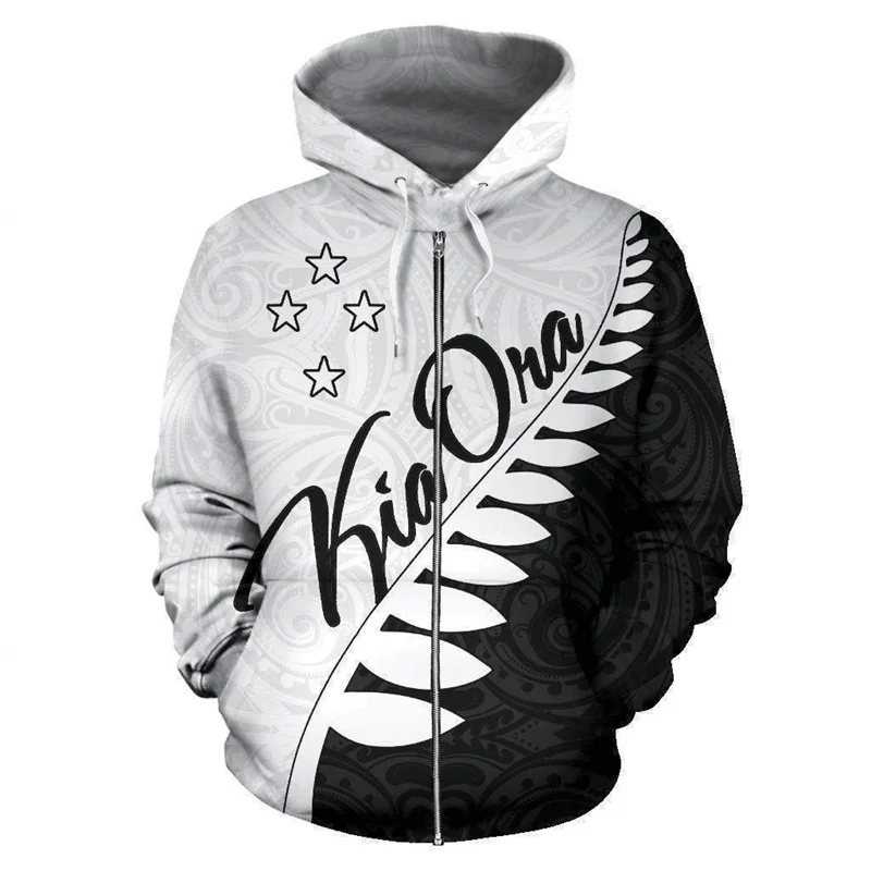 Aotearoa Hoodie Silver Fern Roll Into My Heart Zip Hoodies Women Men Fashion Oversize Sweatshirts Sports Pullover Y2k Clothes