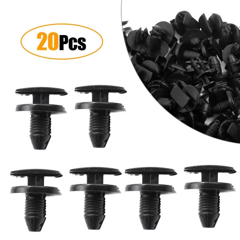 20pc For Peugeot Citroen Car Interior Bumper Fender Fixed Fastener Clips Push-in Retainer Rivet Clip Black Car Decor Accessories