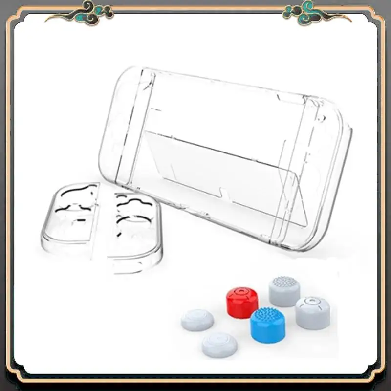 

Док-корпус ASMA для модели Nintendo Switch OLED, прозрачный защитный чехол для ПК с крышкой для большого пальца для коммутатора Joy-Con OLED