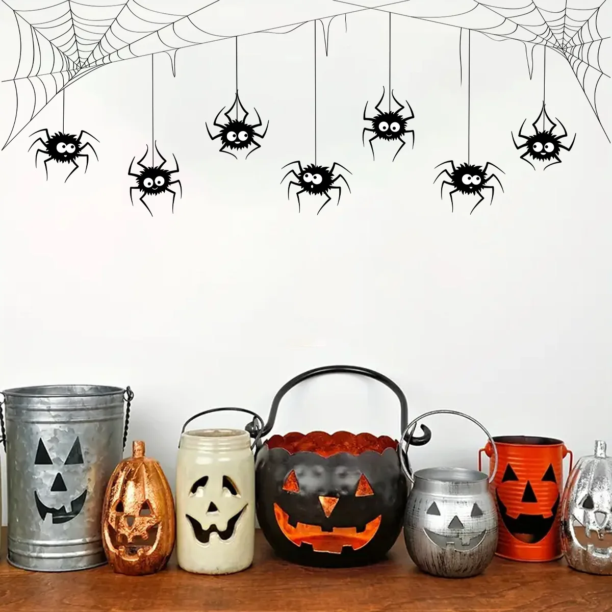 Halloween Wall Sticker Spider Sticker Halloween Banner Self Adhesive Wall Decals Living Room Bedroom Background Wall Decoration