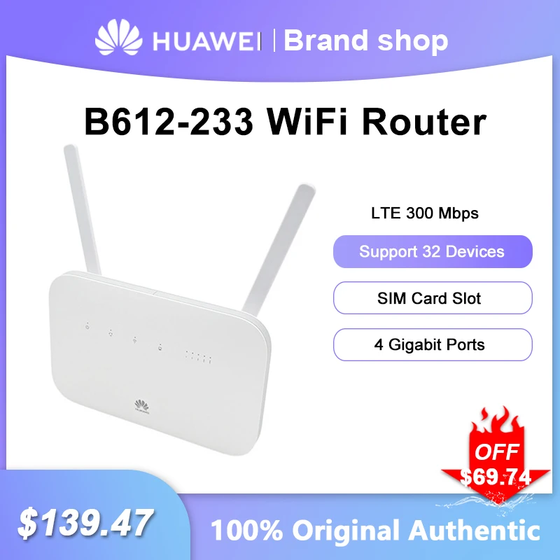 Huawei Router Pro 2 B612-233 WiFi Repeater 4G LTE 300Mbs Wireless Network Signal Amplifier With Sim Card Slot 4 Gigabit Ports