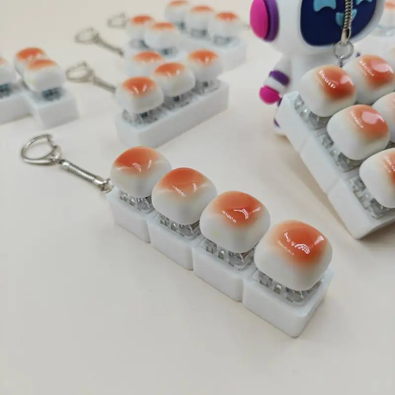 Relaxing Caramel Bread Design Fidget Keychain DIY Keyboard Keycap Finger Keyboard Cap Relief Stress Pass The Time Clicker Adult