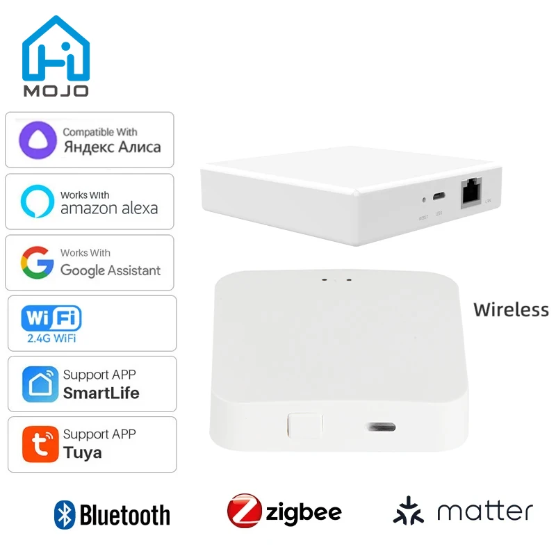 Zigbee Smart Multi-Mode Mesh Hub Gateway, Ponte de malha, Suporte Apple Homekit, Alexa, Assistente Google Voice, Tuya, Wi-Fi, Bluetooth