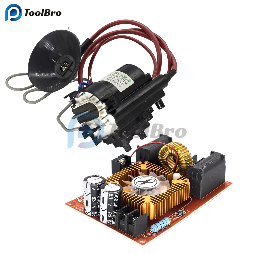 250W 15A DC 12-30V ZVS Induction Driver Board + Tesla Coil Flyback Ignition Generator High Voltage Generator SGTC Cooling Fan