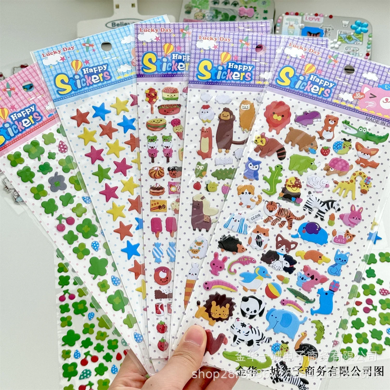 1Pc Japanese Retro Cute Cartoon Animal Food Bubble 3D Stickers Kawaii Girls Scrapbooking Journal DIY Decoration Kids Toy Sticker