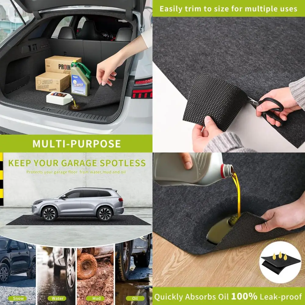 

Extra Large 96x72 Oil Absorbent Mat for Garage Floors - Protects Driveway from Stains, Reusable and Durable with Waterproof Back