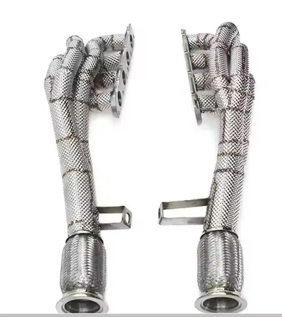 T-304 Manifold HeadShield Down Pipe Sound of Power Smooth Flow With Thermal Insulation for Audi R8 Exhaust System