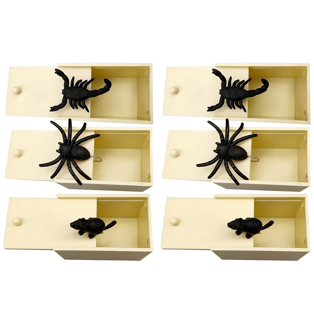 1Set Realistic Trick Halloween Scare Boxes with Simulated Spiders Mice for Party Decoration Prank Scare