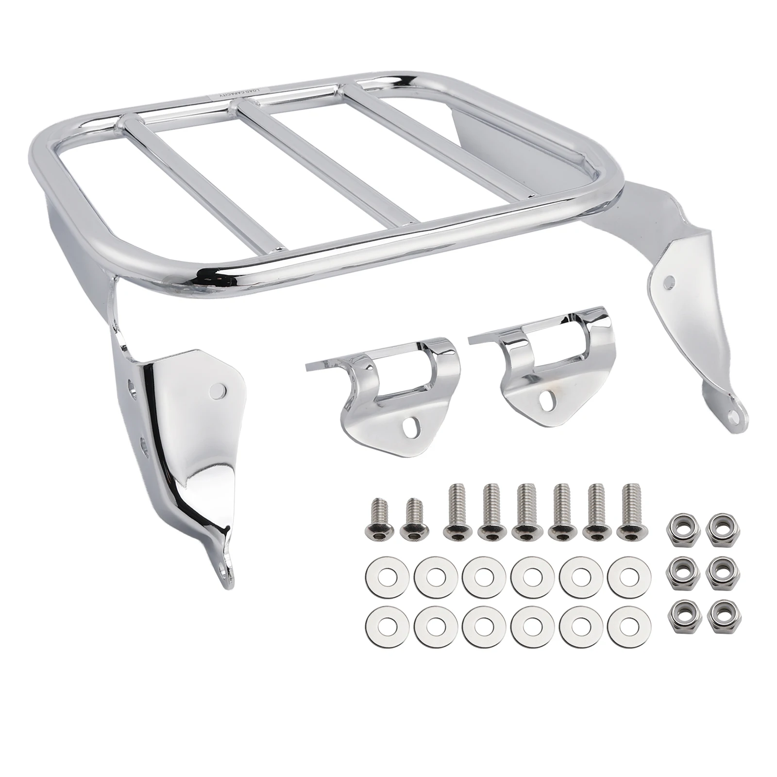Topteng CHROME LUGGAGE RACK FOR SISSY BAR UPRIGHT FOR SOFTAIL SPORT GLIDE FLSB 2018-2025 2019 2020 2021 2022 2023 2024