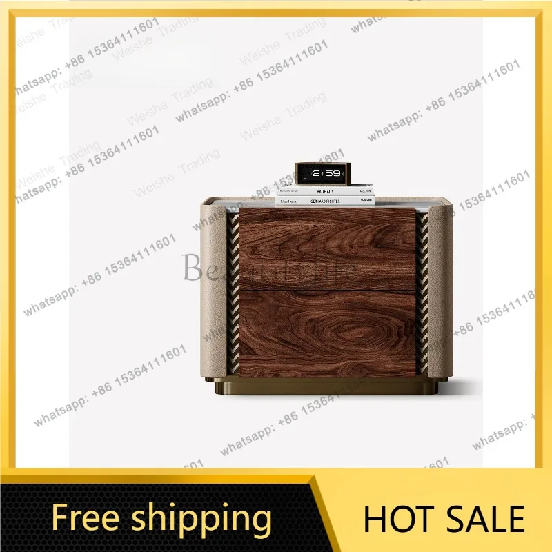 zj.Oriental quiet luxury bedside table villa bedroom bedside table, medieval style storage cabinet