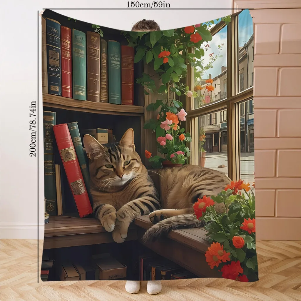 

Одеяло «Кошка на книжной полке» — бросок из полиэстера с принтом