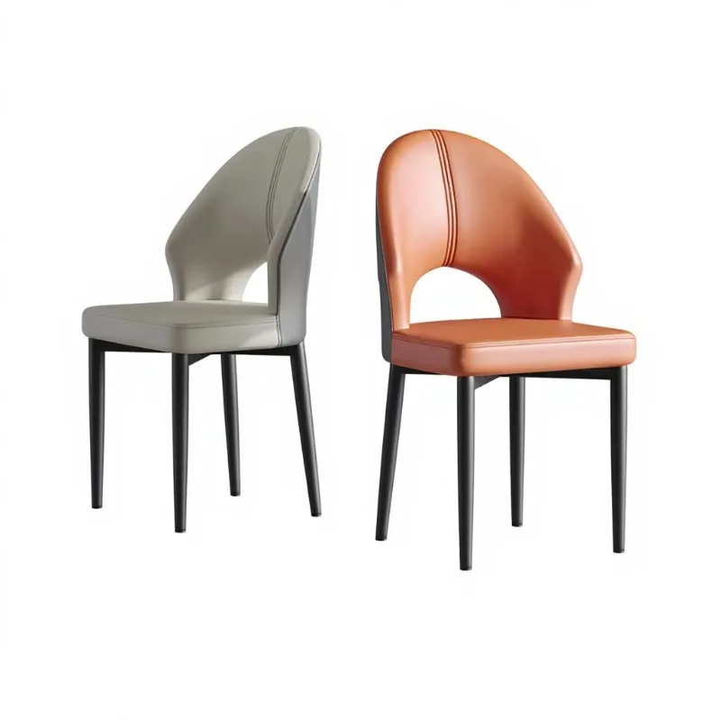

Modern Light Luxury Metal Frame Dining Chair with Leather Backrest for Hotel Restaurant Living Room Bar Use