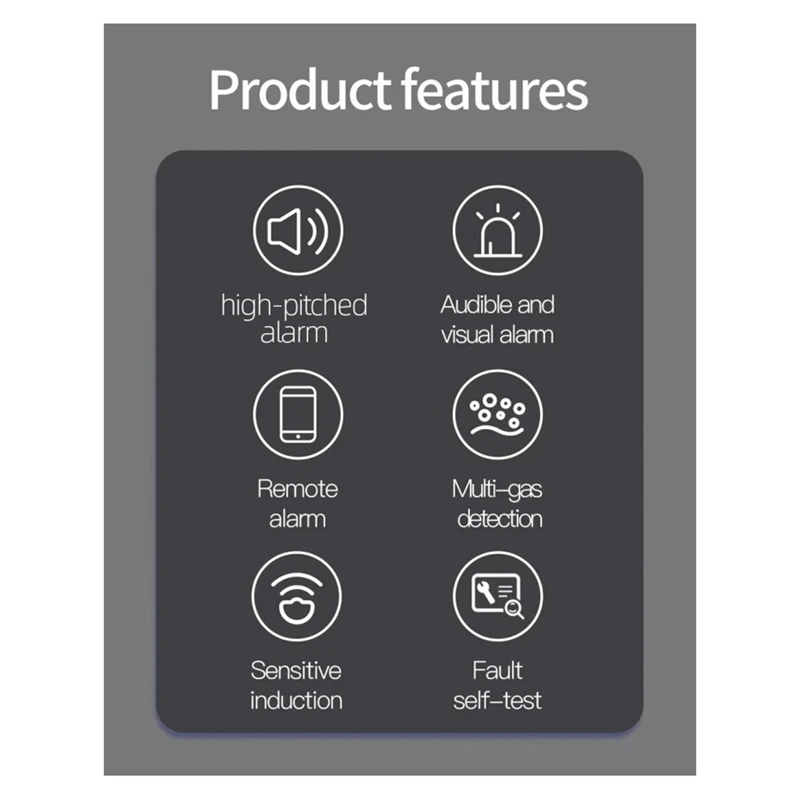 เครื่องตรวจจับก๊าซไวไฟแบบไร้สายระบบสมาร์ทโฮมไฟสัญญาณเตือนรีโมทแอปอัจฉริยะ85DB เซ็นเซอร์ป้องกันความปลอดภัย