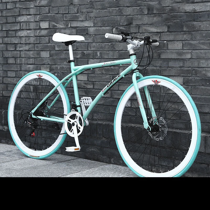 Fixed Gear Bicycle for Adult Variable Speed Pneumatic Tire Road Racing Double Disc Brake Student Car Fixie Bike New DropShipping