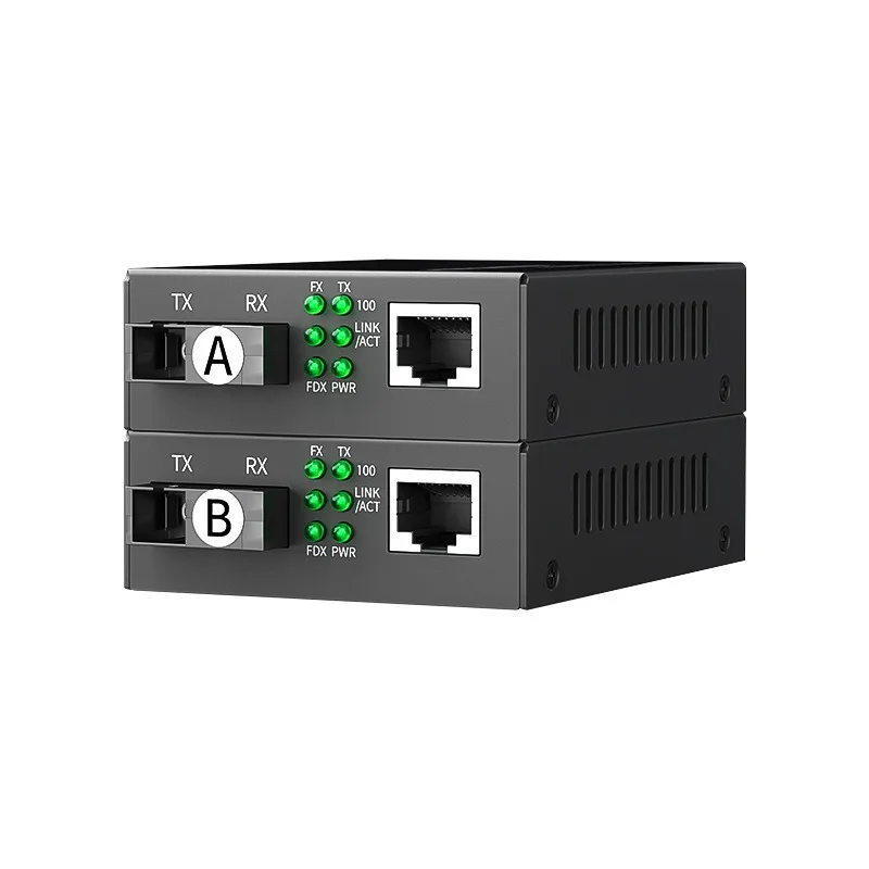 1‑Pair Single‑Mode Single Fiber Media Converter 1F1E Opto‑Electric Transceiver for Network Signal Transmission
