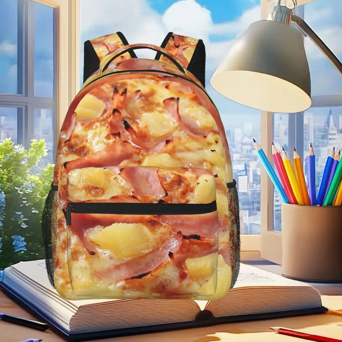 

Студенческий рюкзак с ананасом и пиццей, школьная сумка, походный дорожный рюкзак для мальчиков и девочек, модная сумка для книг, сумки на плечо