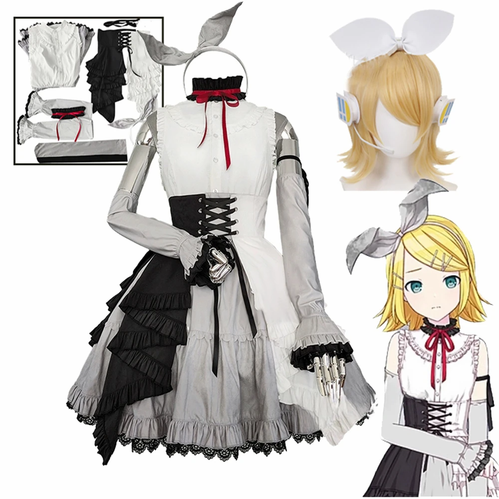 

Kagamine Rin Cosplay Costume Anime Game PJSK Project Sekai Colorful Stage Feat Nightcord At 25 Cosplay Costume Gothic Dress Wig