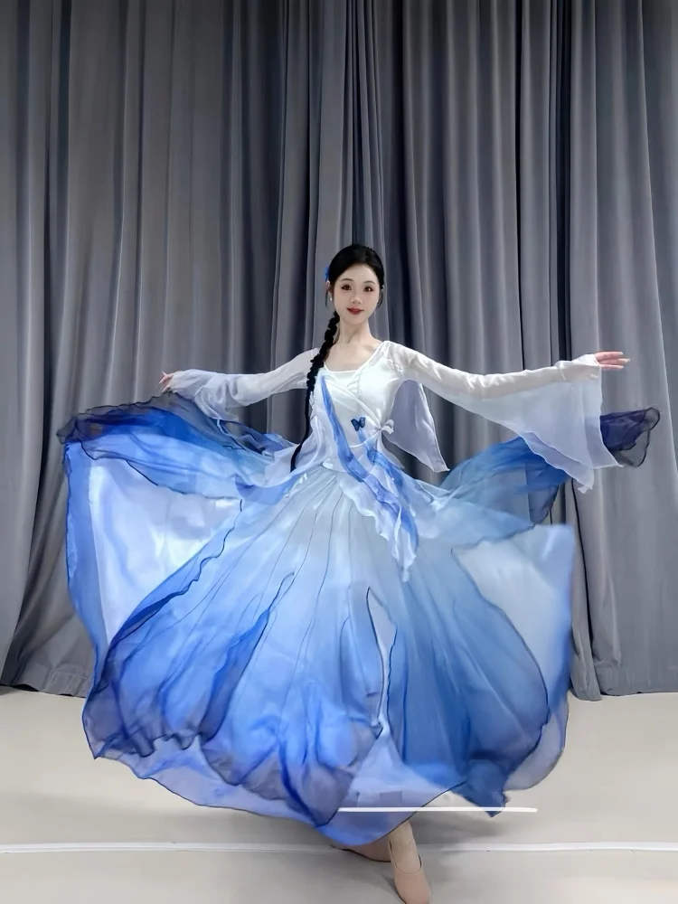 

Костюм для классического танца: многослойная юбка-лепесток с изысканной отделкой, дизайн «Тысяча журавлей», для выступлений и экзаменов.