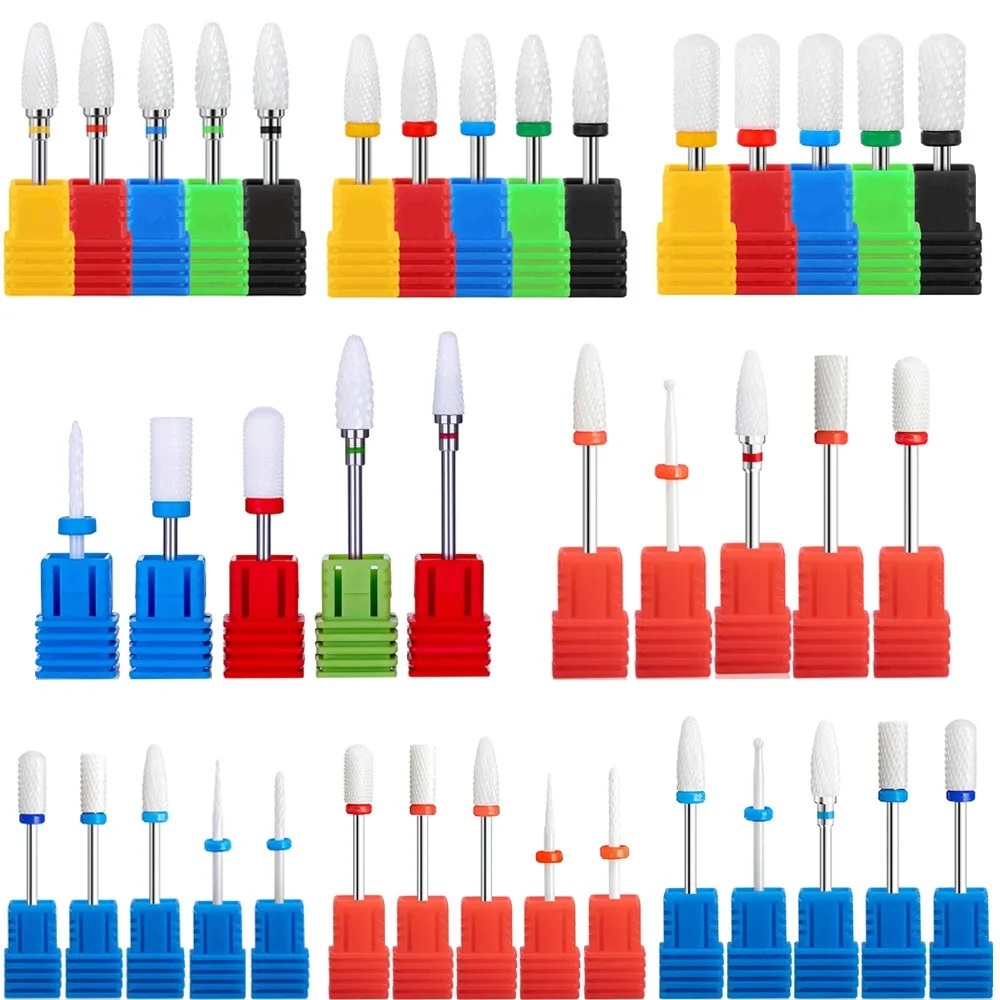 Set di 5 Punte in Ceramica per Trapano per Unghie, Accessori per Manicure e Pedicure