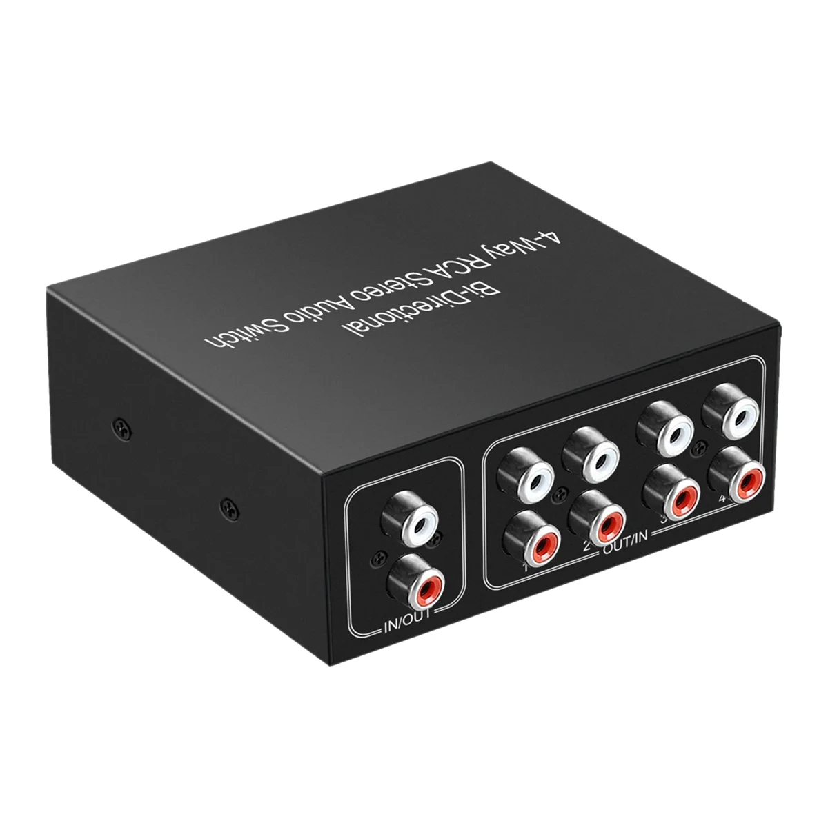 

4 Ports Bi-Directional R L RCA Audio Switcher Box Audio Rotary Switch Plug and Play Audio Splitter for TV Game Console