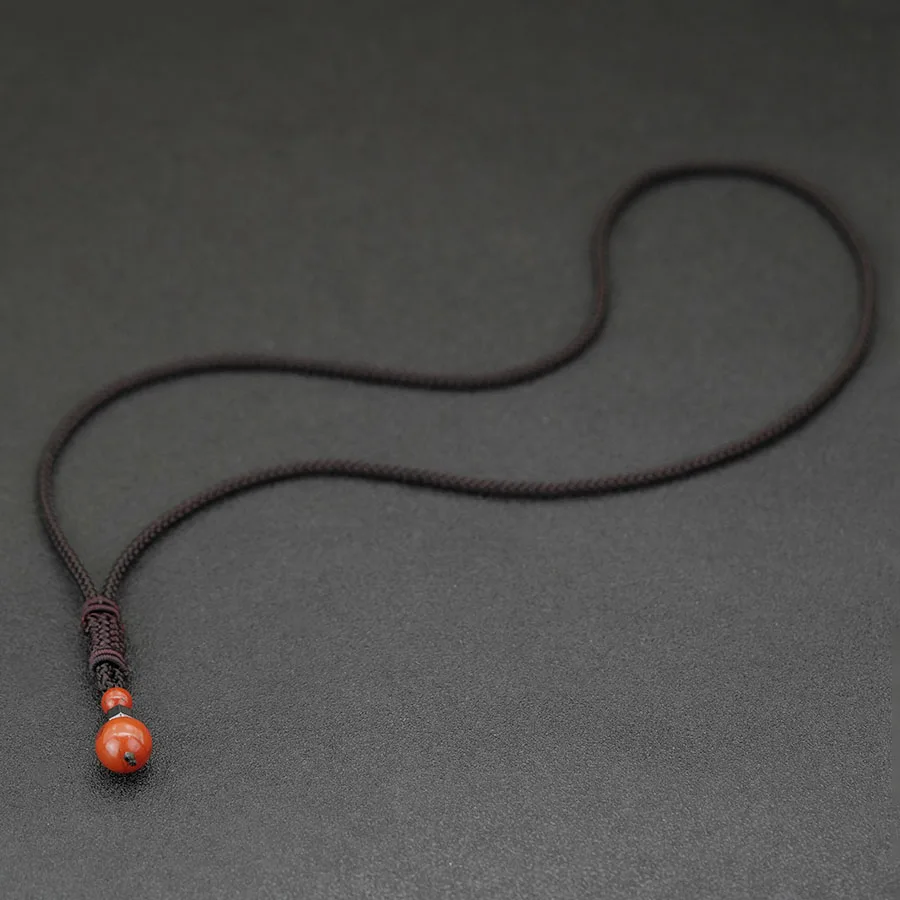 Vintage Stone Pendant Rope Necklace Men Handmade Brown String Grade A Beads 25inch Long Collar Jewelry Leisure Daily Homme Joias - view 3