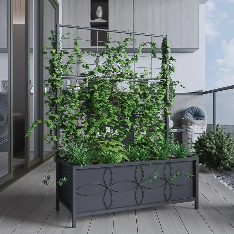 Garden climbing vine shelf, vegetable stand, outdoor courtyard garden wrought iron fence, backyard terrace balcony planting box