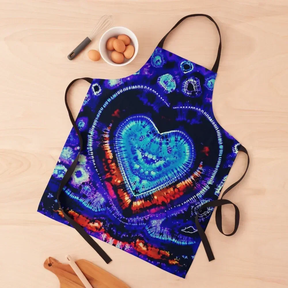 

Flaming Love Tie Dye Heart Apron Cooking For Cosmetologist household woman Waterproof Apron