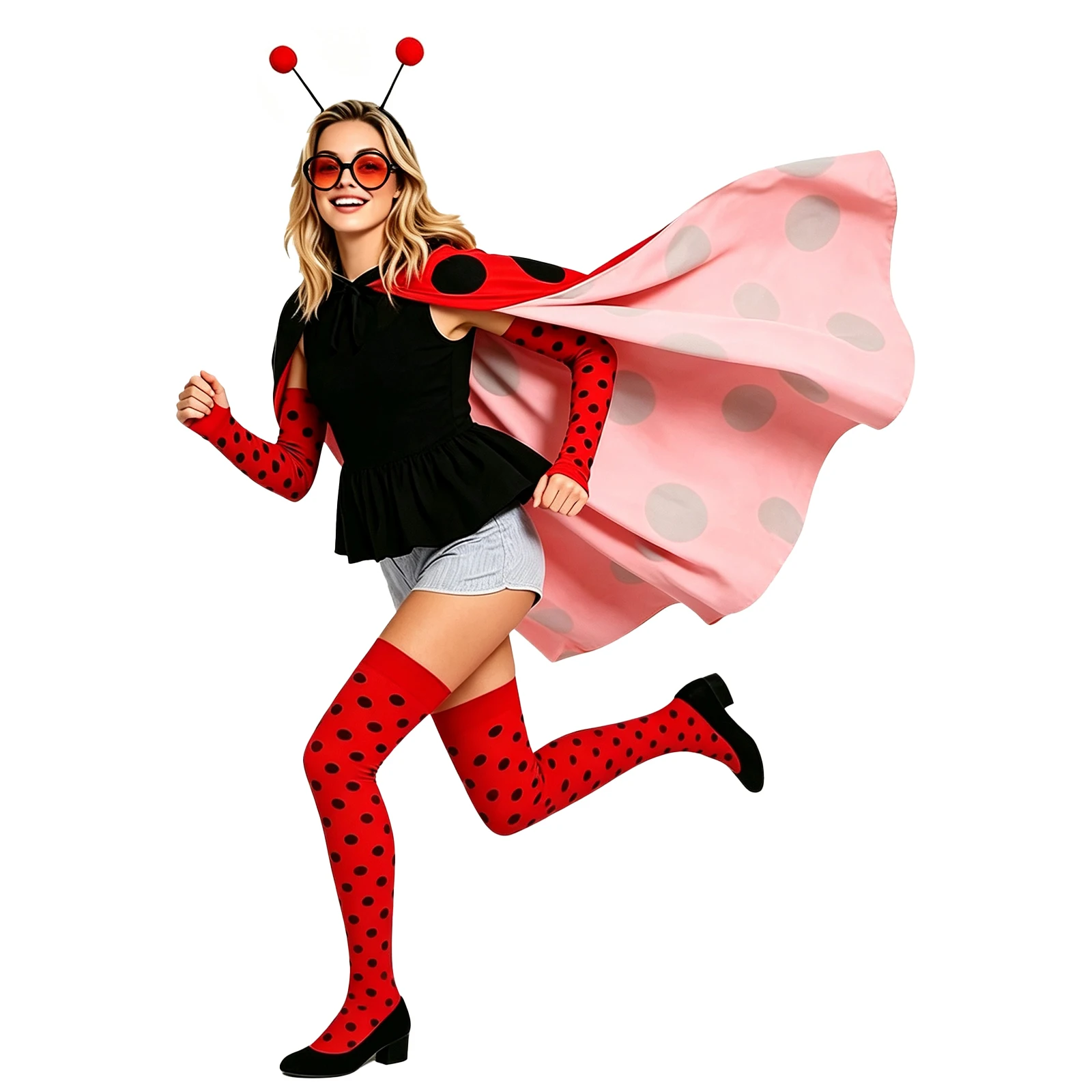 Faux Beetle Style Costume Set Adjustable Cloak Headband with Sunglasses Gloves And Stockings for Halloween Cosplay Party 3