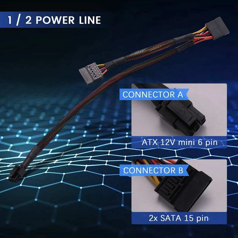 Mini 6Pin To 15Pin X2 SATA Power Cable Cord For DELL Vostro 3650 3653 3655 Desktop Computer HDD SSD Expansion Cable