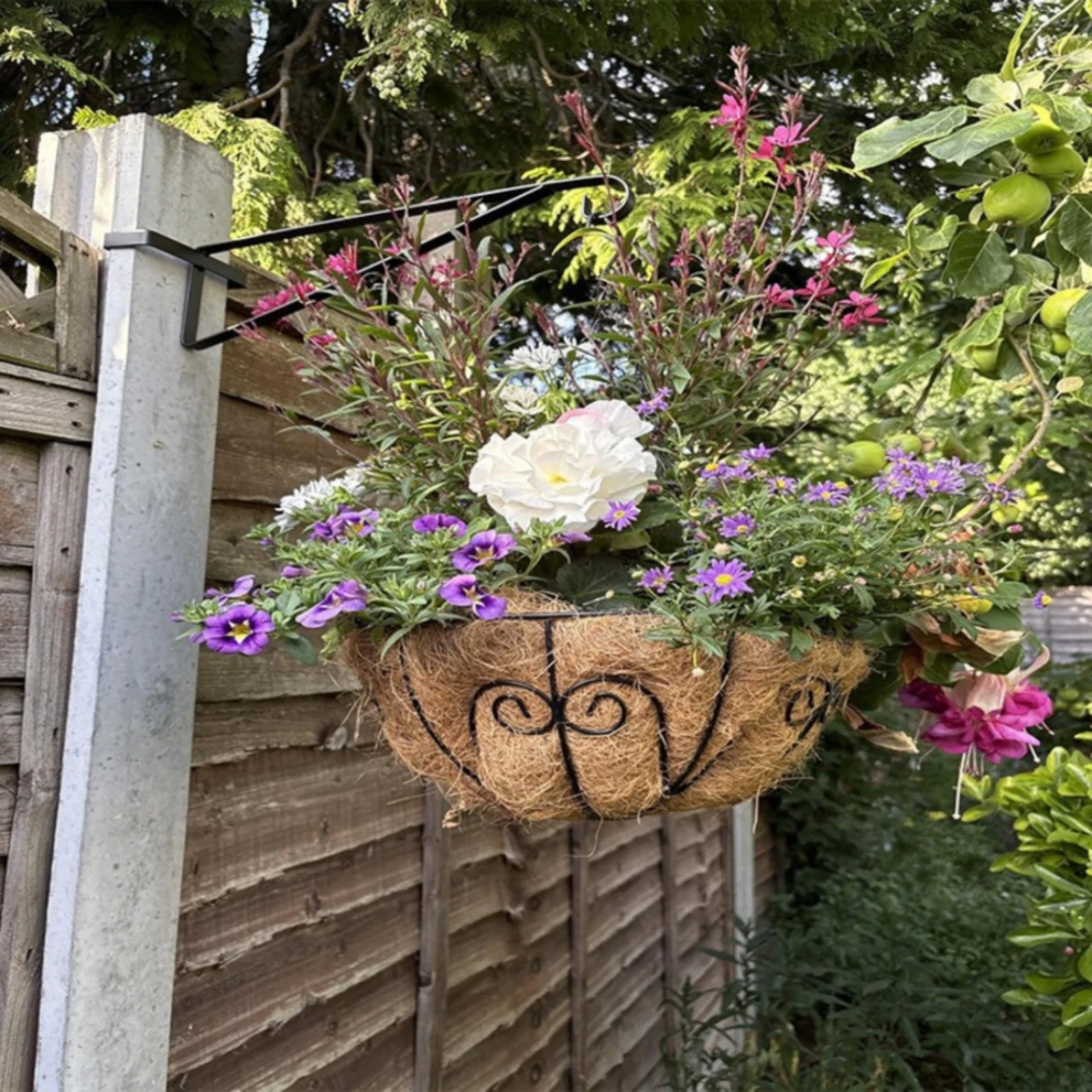 4 Pieces Hanging Basket Bracket Easy to Install Fence Post Hanger Hanging Basket Hook Clamp-on Bracket with Hook Powder-Coated view 3