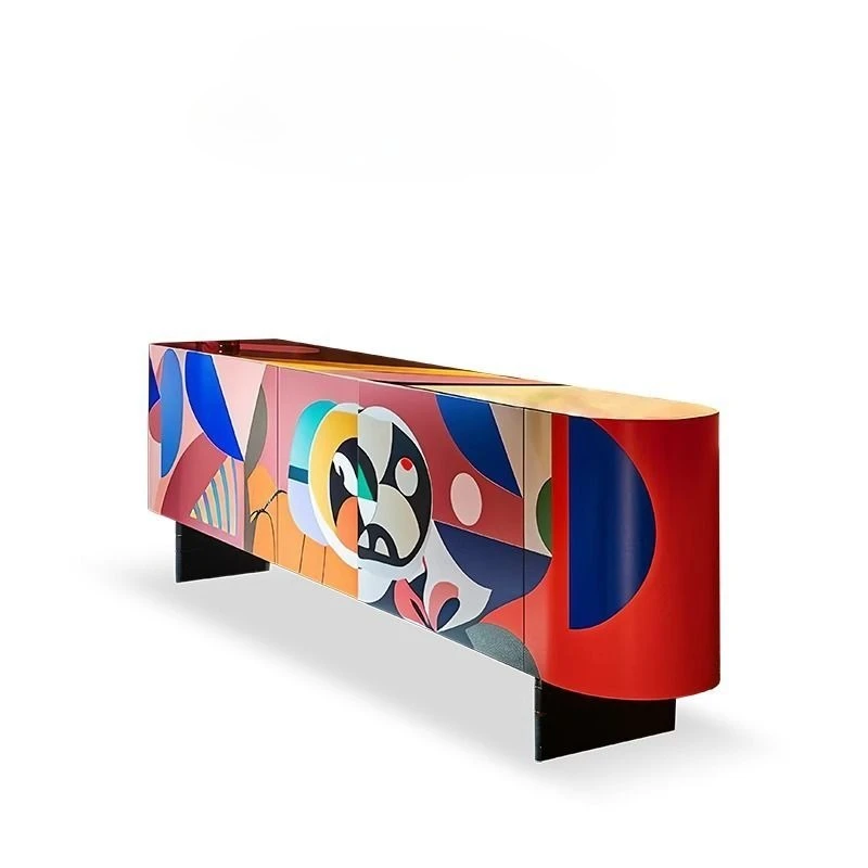 

Light Luxury Furniture Original Design Memphis Dopamine Painted Side Cabinet Art Furniture