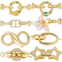 Juya 2Pcs/Lot 18K Plated Connector Fastener Closure Lock Clasps Accessories For DIY Women Luxury Beads Pearls Jewelry Making