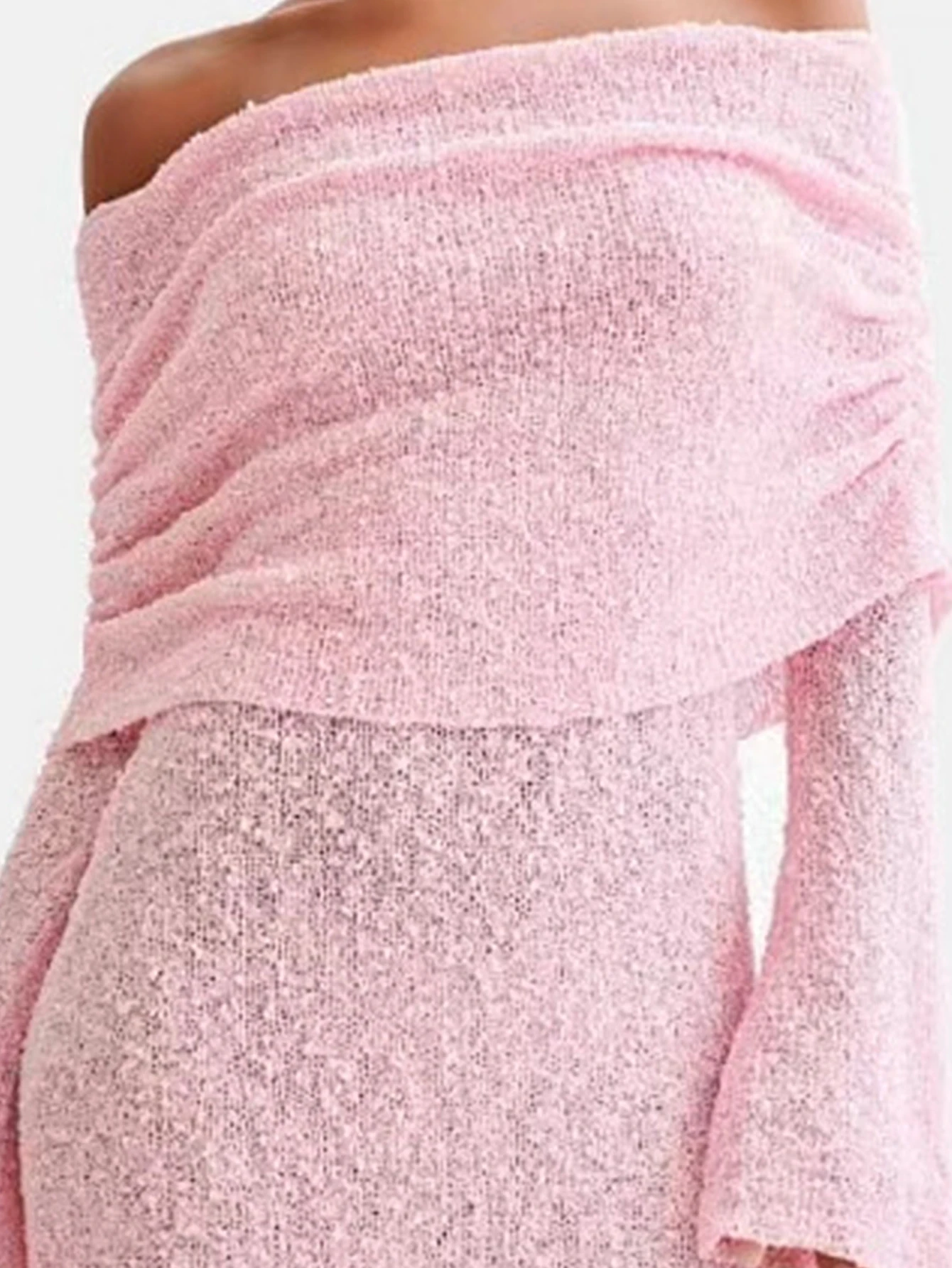 Women's Casual Long Sleeve Off-Shoulder Dress Autumn Plain Daily Regular Fit Shift Dress