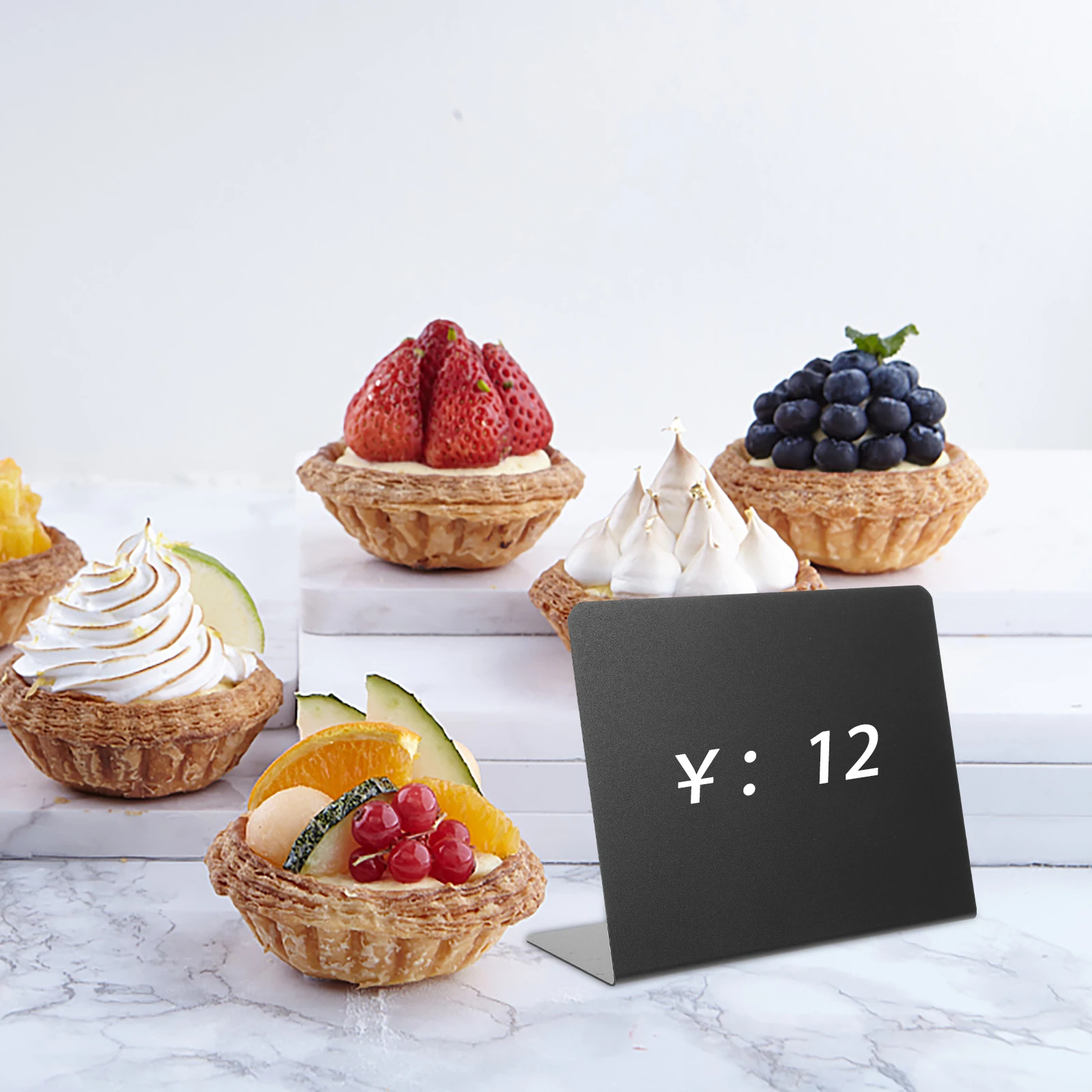 

20 Dessert Labels 127x100mm L-Shaped Base Reusable Chalkboard Signs Plastic Mini Writing Boards Table Top Memo Displays