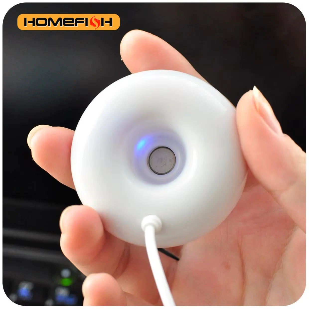 HOMEFISH Mini Donut Shaped USB Humidifier Negative Ion round Desktop Air Purifier Home Office Donut Steam Diffuser Mini Sprayer