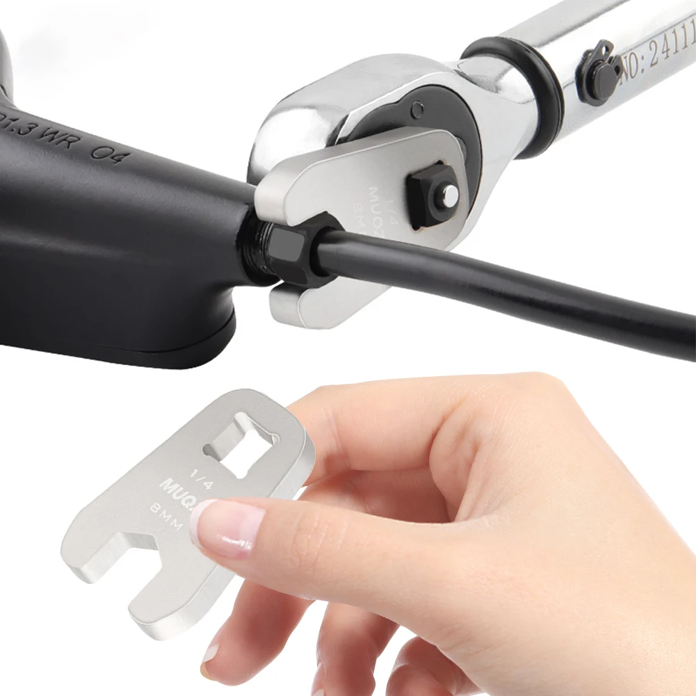 8mm Bike Hydraulic Brakes Bolt Tool Opening Head Bicycle Oil Pipe Torque Wrench Steel for 1/4 Head Torque Wrench