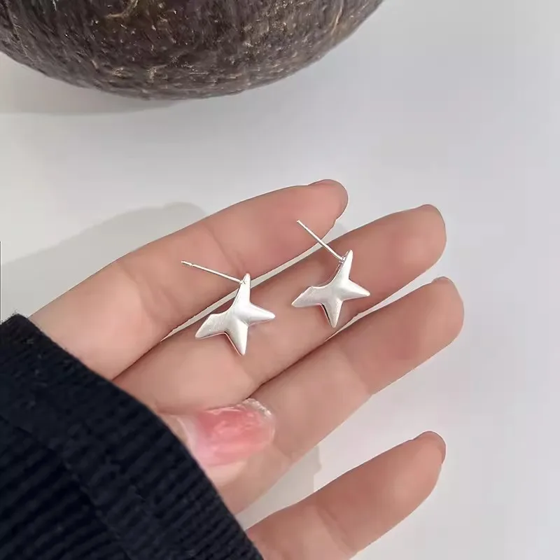 Creative Simple Irregular Geometric Star Stud Earrings for Women Silver Color Personality Earring Daily Jewelry Accessories