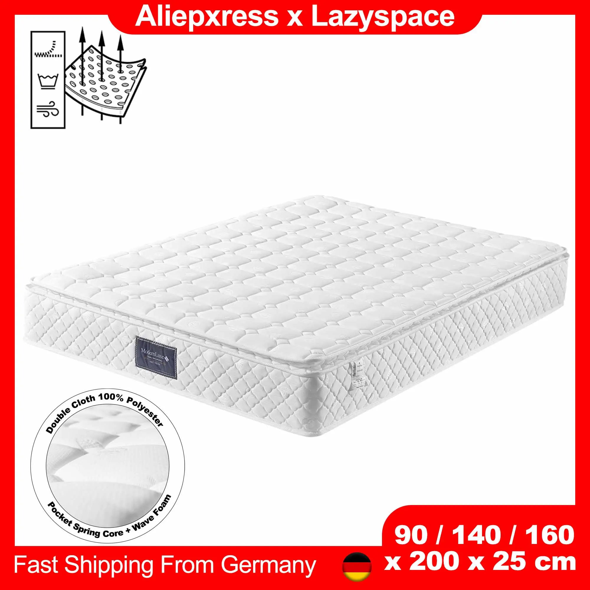 Lazy space Feder kern matratze, atmungsaktiv, doppelter Stoff Polyester bezug Taschen feder kern