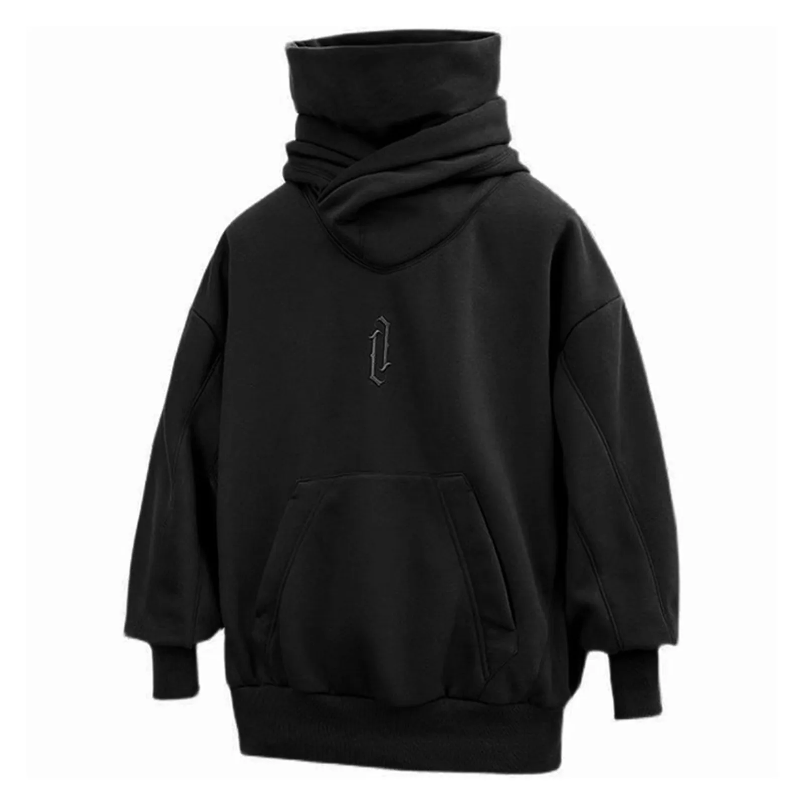 Autumn Winter Turtleneck Hoodie Solid Color Hooded Long Sleeve Oversized Hip Hop Streetwear Male Ninja Style Oversize Sweatshirt