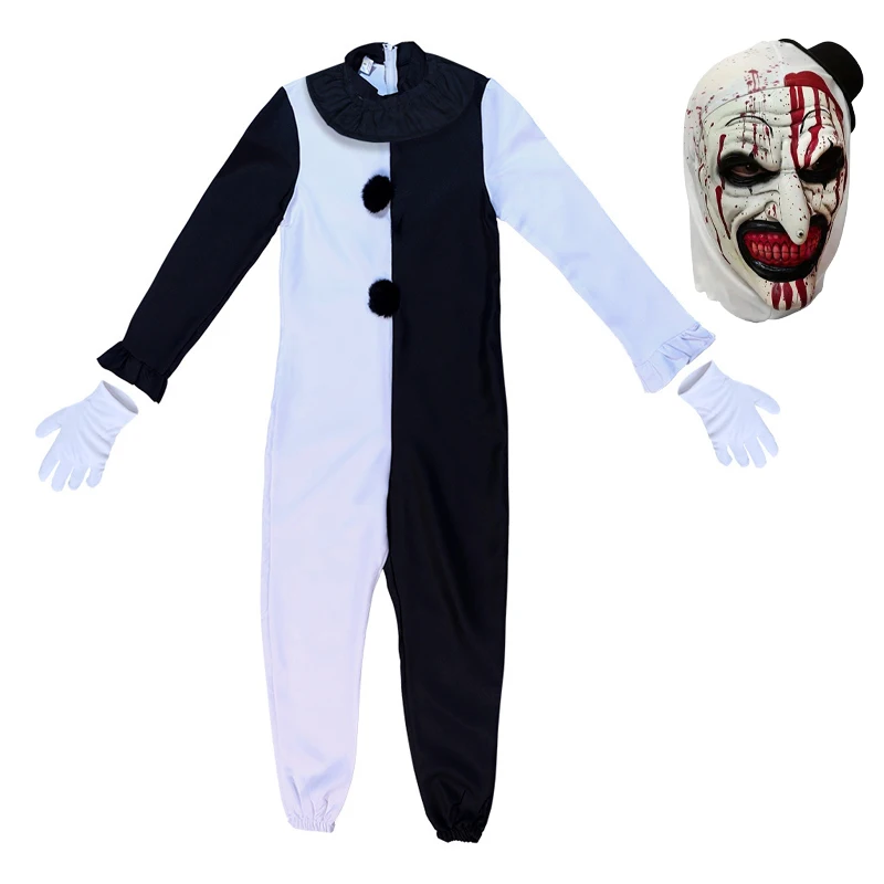 110-3XL Cosplay Film Terrifier 2 Art The Clown Cosplay Kostüm Jumpsuit Maske Halloween Kostüme Maske für Männer Frauen