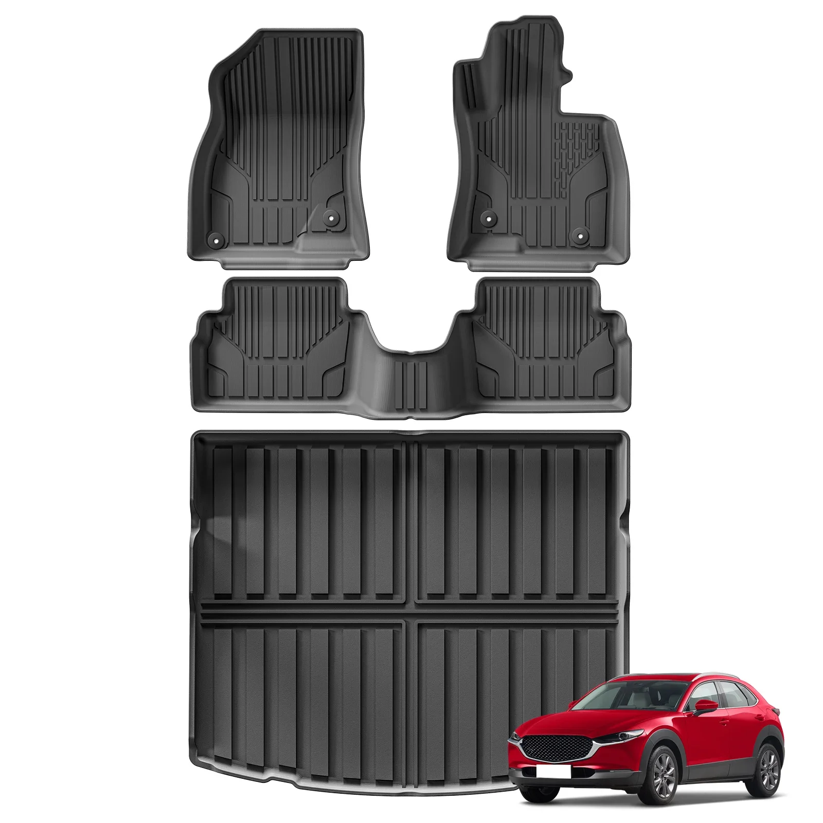 

RHD for Mazda CX3 DM 2WD 2019-2024 TPE 3D Car Floor Mats Cargo Liner Trunk Pad All-Weather Accessories Black