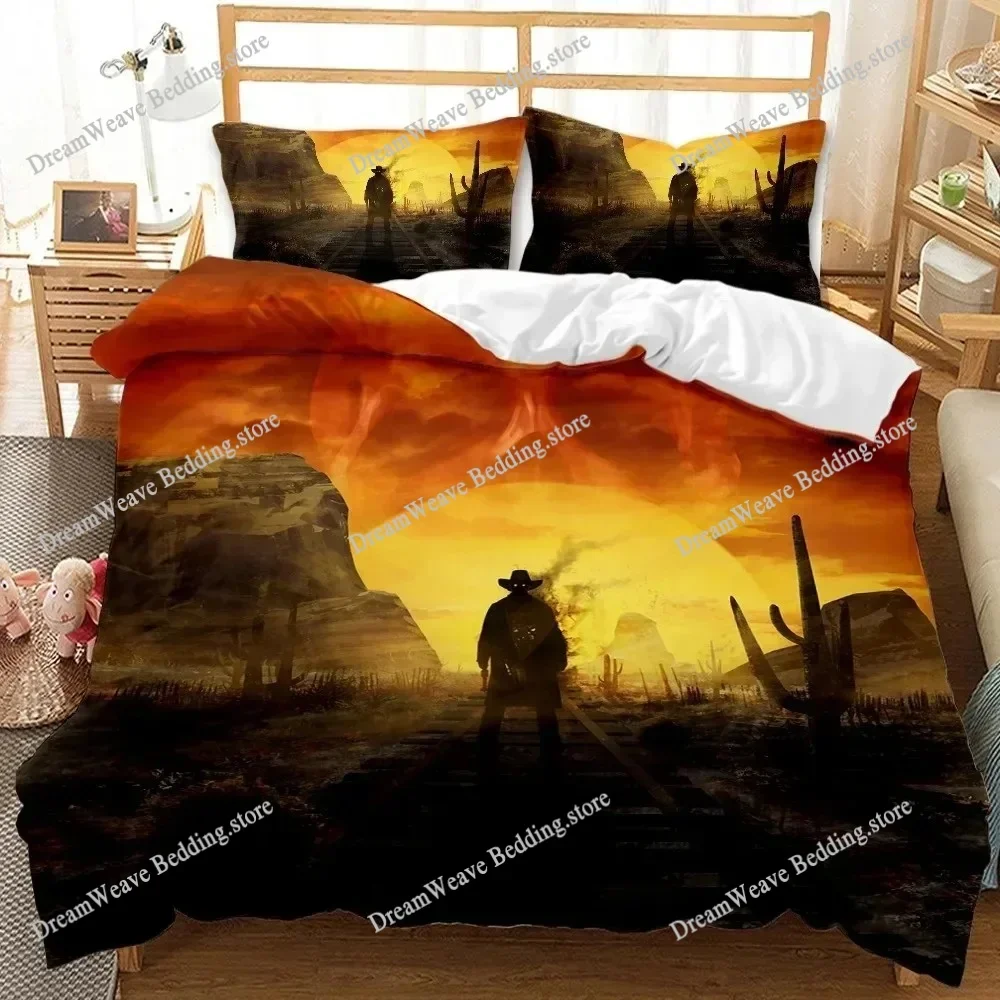 

Western Cowboy Sunset Scenery Bedding Set Boys Girls Twin Queen Size Duvet Cover Pillowcase Bed Boys Adult Home Textileextile963