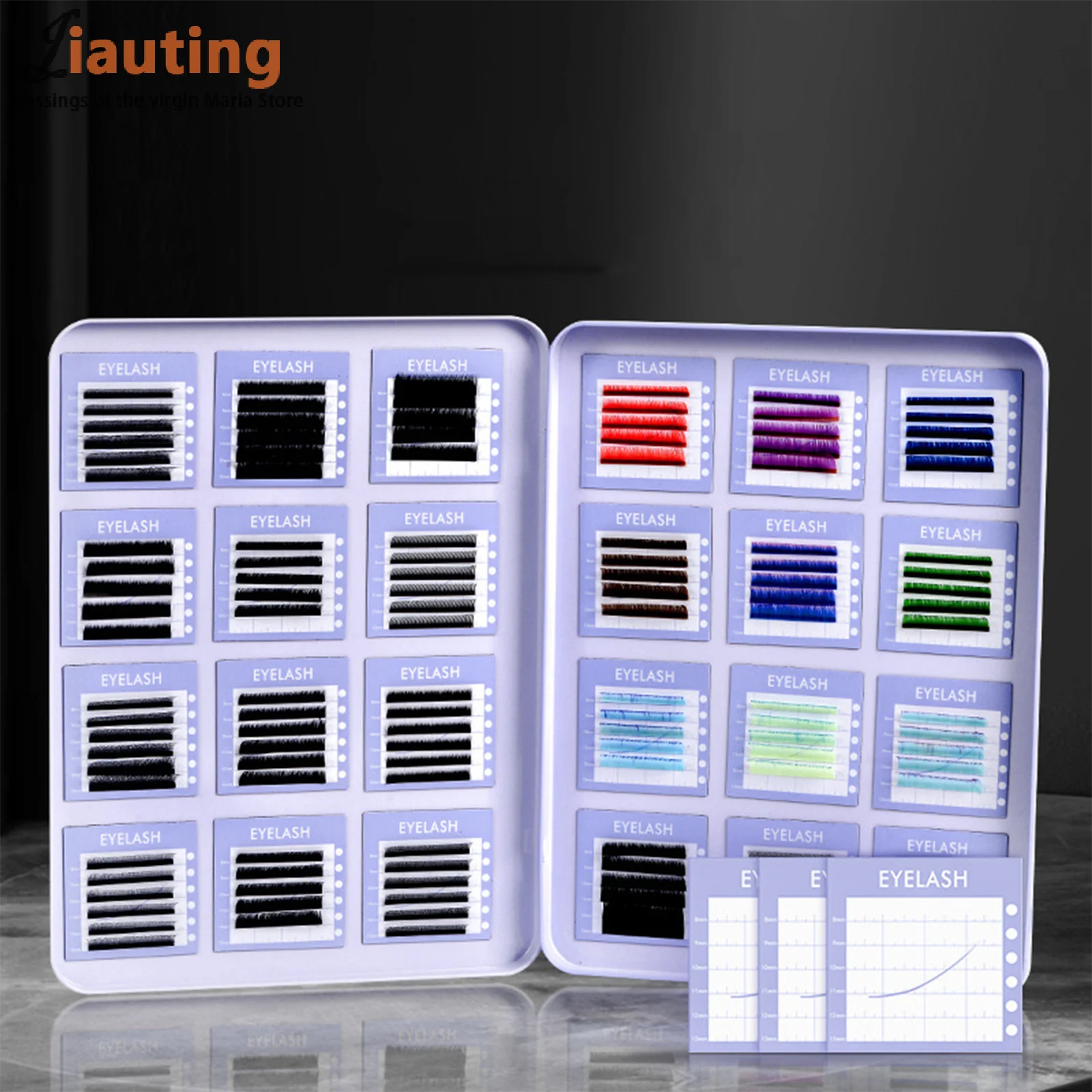 Empty Magnetic Fake Eyelash Storage Box With 24 Diskettes False Eyelash Holder Case Container Travel Pallet Lash Holder