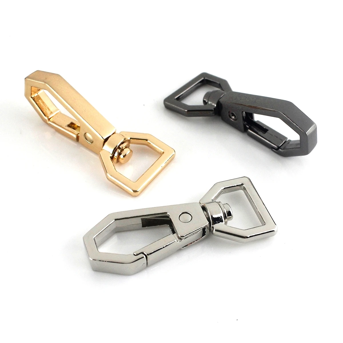 1pcs Metal Polygonal Swivel Trigger Snap Hook Spring Gate Clasps Clips Leather Belt Pet Leash Bag Strap Webbing Keychain Hooks